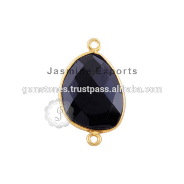 Natural Black Onyx Gemstone Bezel Connector, Handmade Best Quality Silver Bezel Connector Suppliers